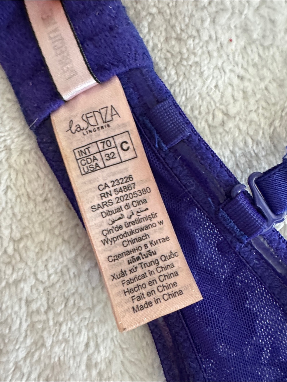 La SENZA Royal Purple Lace Underwire Push-up Bra with Silver Trim - Picture 5 of 5